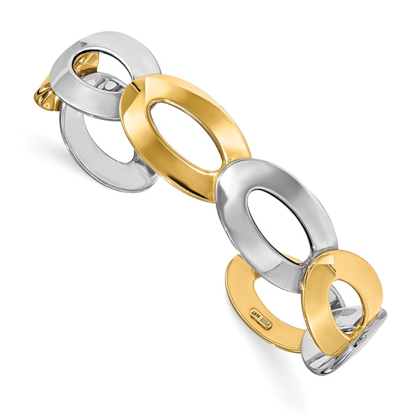 14K Two-tone Polished Fancy Cuff Bangle