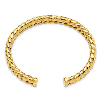 14K Polished Fancy Link Cuff Bangle - Birthstone Company