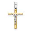 14K Two-tone Polished Crucifix Cross Pendant