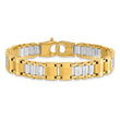 14K Two-tone Polished and Brushed Fancy Link Men's Bracelet