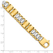 14K Two-tone Polished and Brushed Fancy Link Men's Bracelet