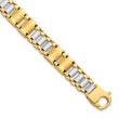 14K Two-tone Polished and Brushed Fancy Link Men's Bracelet