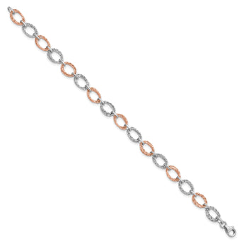 14K Two-tone Polished and Textured Bracelet