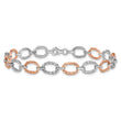 14K Two-tone Polished and Textured Bracelet 7.25 in - Birthstone Company