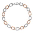 14K Two-tone Polished and Textured Bracelet 7.25 in - Birthstone Company