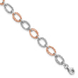 14K Two-tone Polished and Textured Bracelet 7.25 in - Birthstone Company