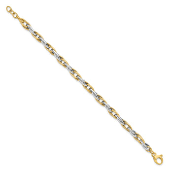 14K Two-tone Polished w/.5in ext. Bracelet