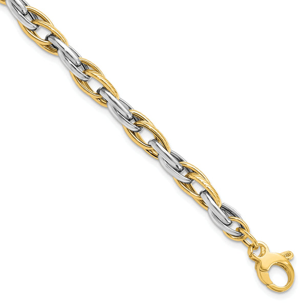 14K Two-tone Polished w/.5in ext. Bracelet