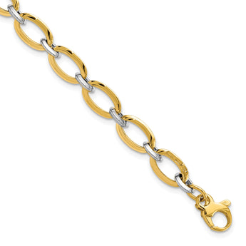 14K Two-tone Polished w/.5in ext. Bracelet - Birthstone Company