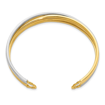 14K Two-tone Polished Slip-on Cuff Bangle