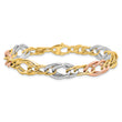 14K Tri-Color Polished Link Bracelet