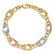 14K Tri-Color Polished Link Bracelet