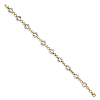 14k Two-tone Polished Fancy Link Bracelet
