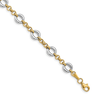 14k Two-tone Polished Fancy Link Bracelet