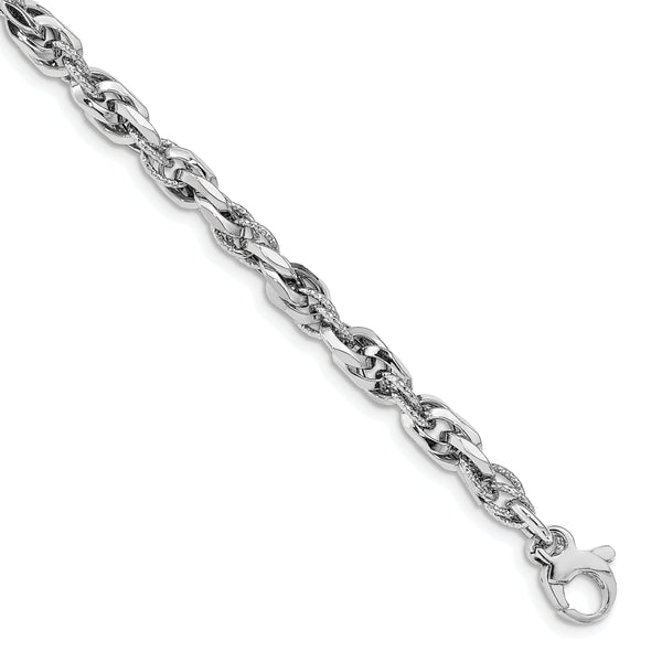 14k White Gold D/C Polished Link w/.5 Bracelet