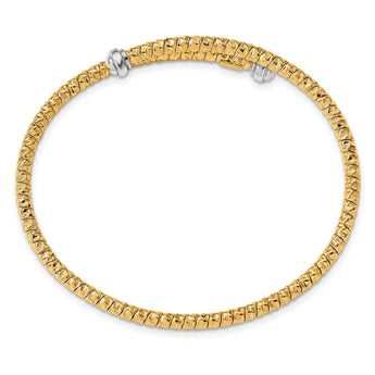 14k Two-tone Polished D/C Flexible Bangle Bracelet