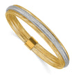 14k Two-tone Polished/Textured Stretch Bracelet