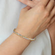 14k Tri-color Polished/Textured Stretch Bracelet