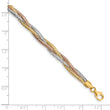 14k Tri-color Polished/Textured Stretch Bracelet