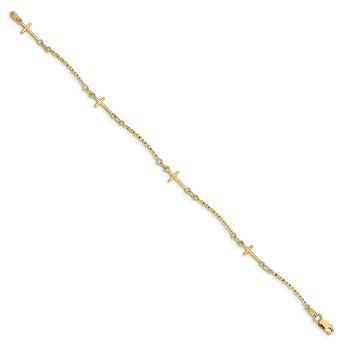 14k Polished Twisted Cross Bracelet