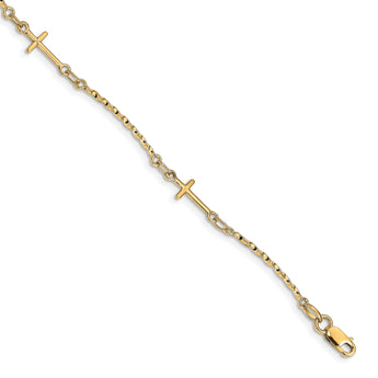 14k Polished Twisted Cross Bracelet