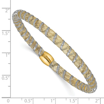 14K Two-tone Wrapped Polished Stretch Bangle