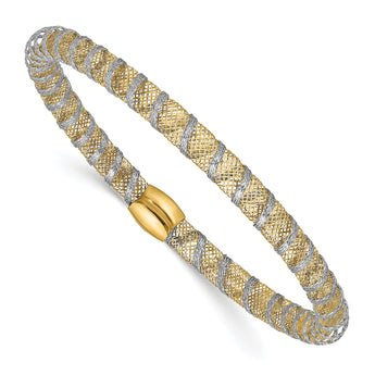 14K Two-tone Wrapped Polished Stretch Bangle