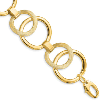 14k Polished Scratch-finish Fancy Link Bracelet