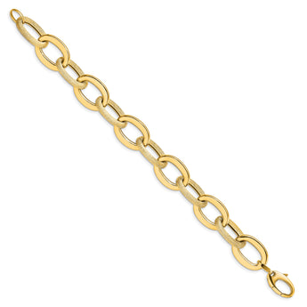 14k Polished Scratch-finish Fancy Link Bracelet