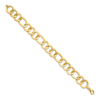 14K Polished Textured Fancy Link Bracelet