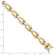 14k Two-tone Polished and Brushed Fancy Link Bracelet