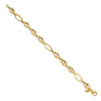 14k Polished Textured Fancy Link Bracelet