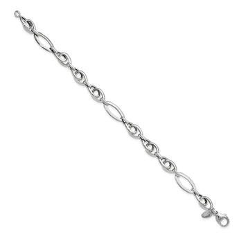 14k White Gold Polished Textured Fancy Link Bracelet