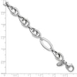 14k White Gold Polished Textured Fancy Link Bracelet