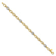 14k Rhodium Polished and Textured Fancy Link Bracelet