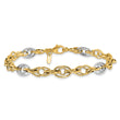14k Rhodium Polished and Textured Fancy Link Bracelet