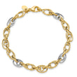 14k Rhodium Polished and Textured Fancy Link Bracelet