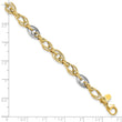 14k Rhodium Polished and Textured Fancy Link Bracelet