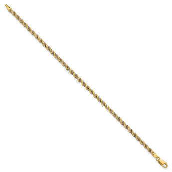 14K Two-tone Polished Textured Rope Bracelet