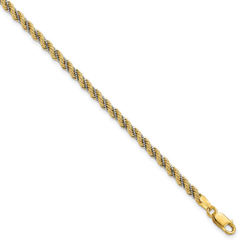 14K Two-tone Polished Textured Rope Bracelet