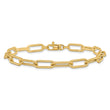 14k Polished Textured Oval Link Bracelet