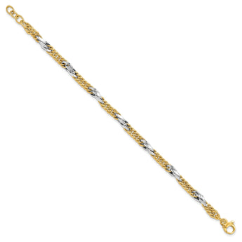 14k Two-tone Polished D/C Link w/ .5in ext. Bracelet