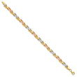 14k Tri-color Polished and Brushed Link Bracelet