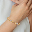 14k Tri-color Polished and Brushed Link Bracelet