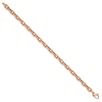 14K Rose Gold Polished and Textured Fancy Link Bracelet