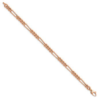 14K Rose Gold Polished Figaro Link Bracelet