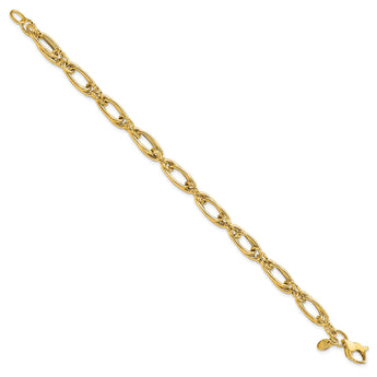 14K Polished Diamond-cut Fancy Link Bracelet