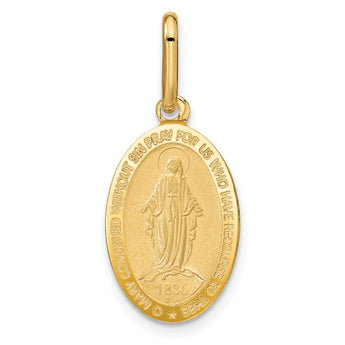 14k Polished and Matte Oval Miraculous Medal