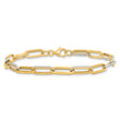 14K w/White Rhodium Polished / Diamond-cut Link Bracelet