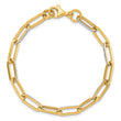 14K w/White Rhodium Polished / Diamond-cut Link Bracelet